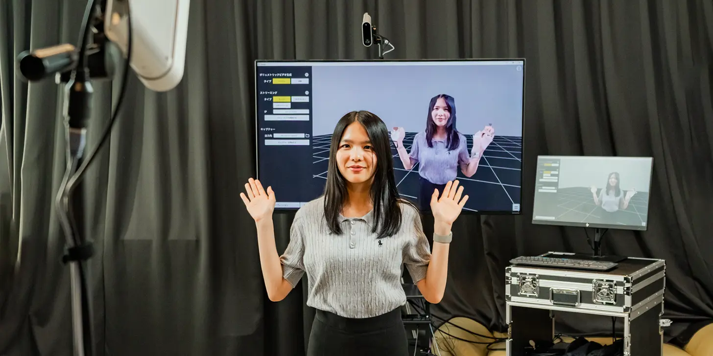 Volu☆ME!が、エリア内の人物をその場で立体化している様子